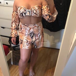 Snake skin two piece short set